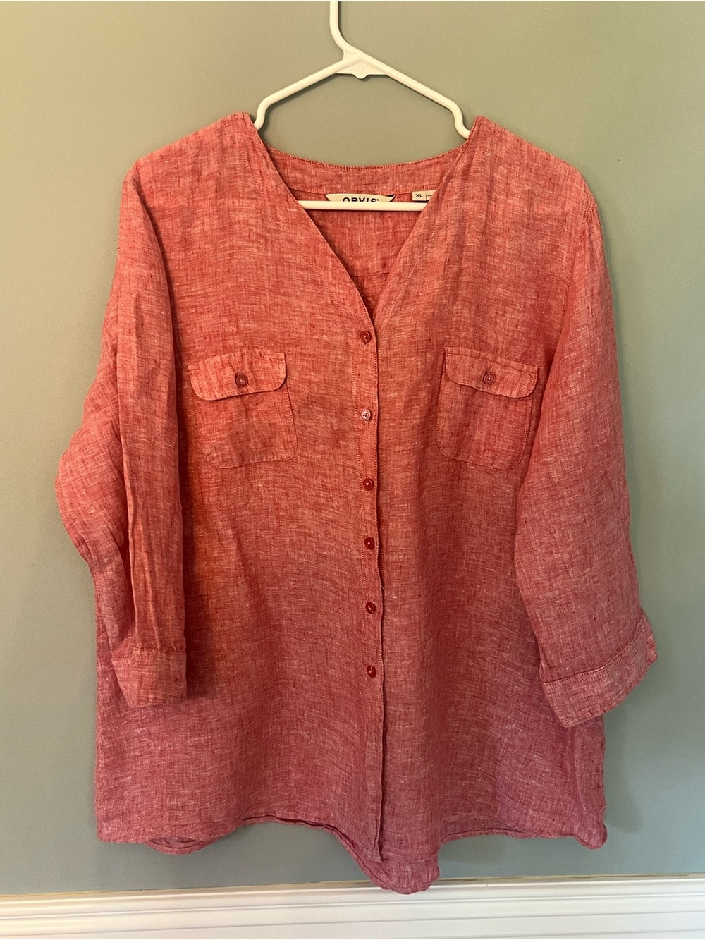 Orvis Lightweight Coral Button-Front Women's Top